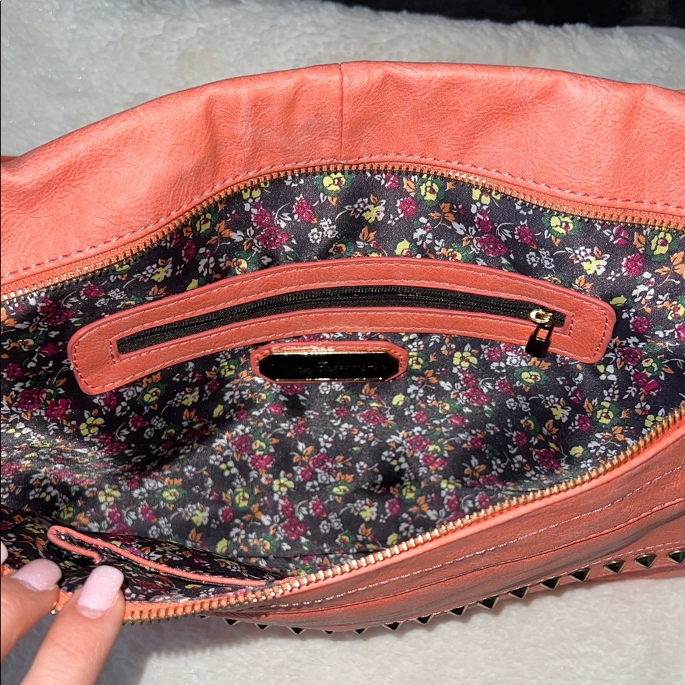 Urban Expressions Coral Crossbody Bag with Gold Accents - Picture 4 of 9